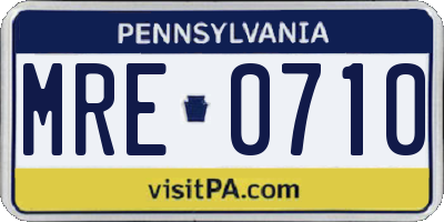 PA license plate MRE0710