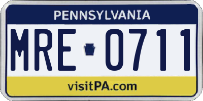 PA license plate MRE0711