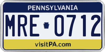 PA license plate MRE0712