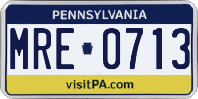 PA license plate MRE0713