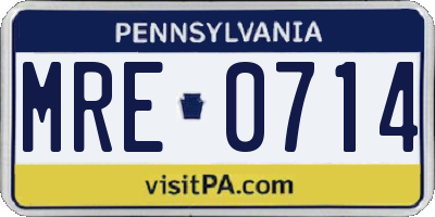 PA license plate MRE0714