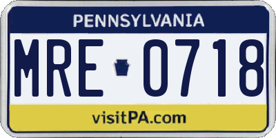 PA license plate MRE0718