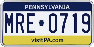 PA license plate MRE0719