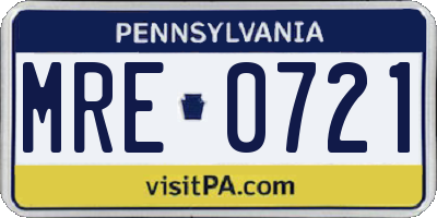 PA license plate MRE0721