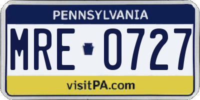 PA license plate MRE0727