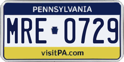 PA license plate MRE0729