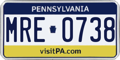 PA license plate MRE0738