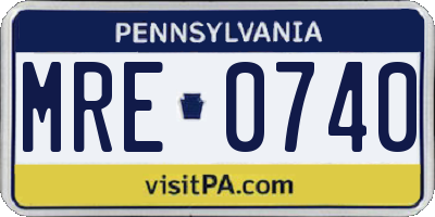 PA license plate MRE0740