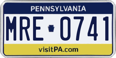 PA license plate MRE0741