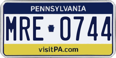 PA license plate MRE0744