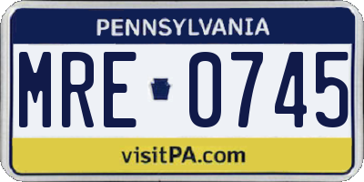 PA license plate MRE0745
