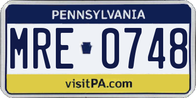 PA license plate MRE0748