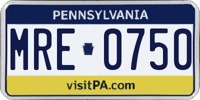 PA license plate MRE0750