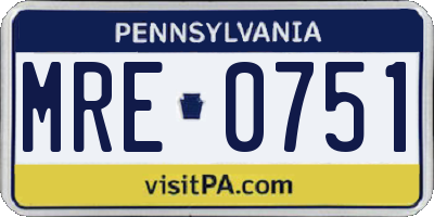 PA license plate MRE0751