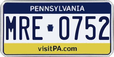 PA license plate MRE0752
