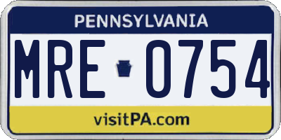 PA license plate MRE0754