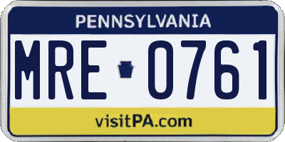 PA license plate MRE0761