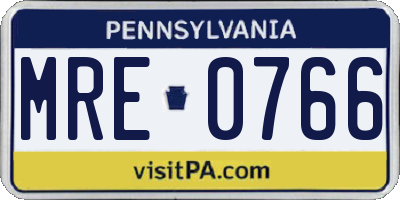 PA license plate MRE0766