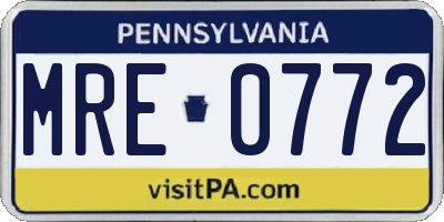 PA license plate MRE0772