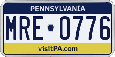 PA license plate MRE0776