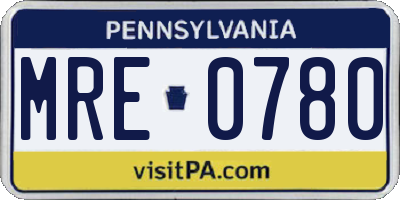 PA license plate MRE0780
