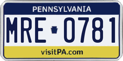PA license plate MRE0781
