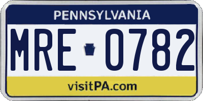 PA license plate MRE0782