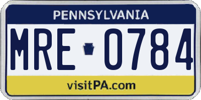 PA license plate MRE0784