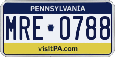 PA license plate MRE0788