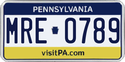 PA license plate MRE0789