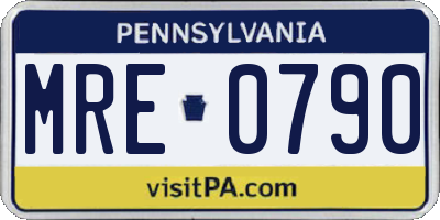 PA license plate MRE0790