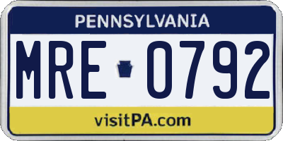 PA license plate MRE0792