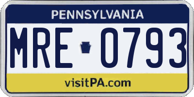 PA license plate MRE0793