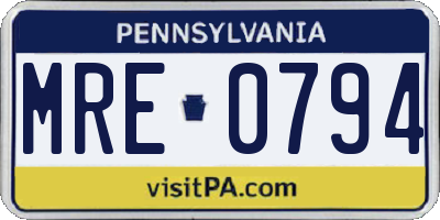 PA license plate MRE0794