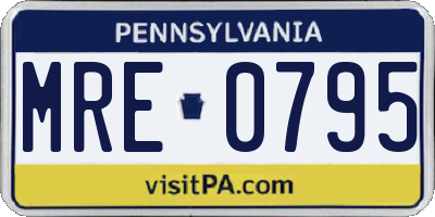 PA license plate MRE0795