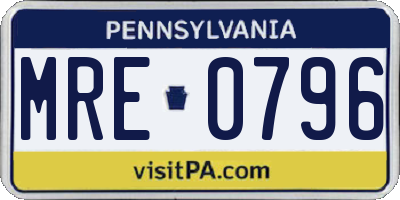 PA license plate MRE0796