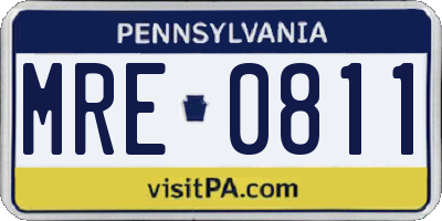 PA license plate MRE0811