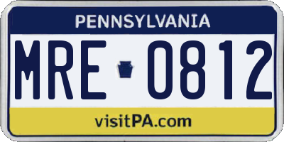 PA license plate MRE0812