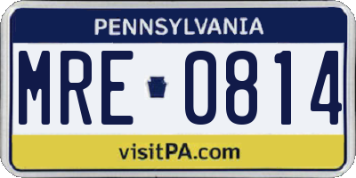 PA license plate MRE0814