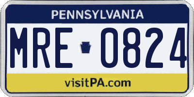 PA license plate MRE0824