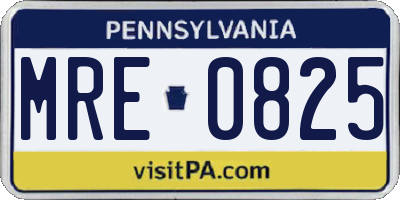 PA license plate MRE0825