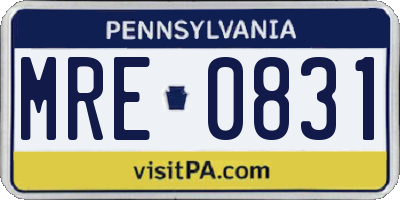 PA license plate MRE0831
