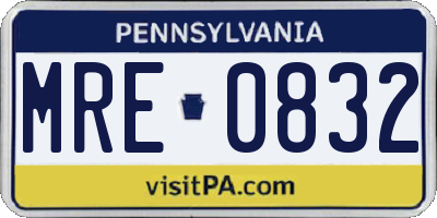 PA license plate MRE0832