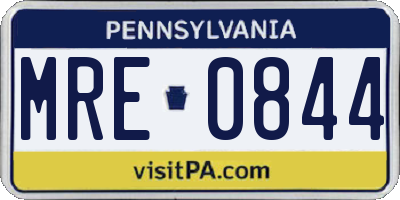 PA license plate MRE0844