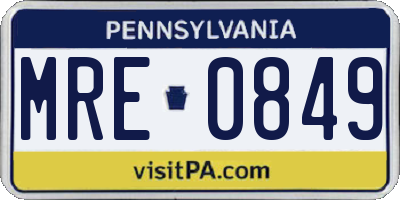 PA license plate MRE0849