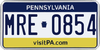 PA license plate MRE0854
