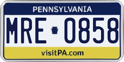 PA license plate MRE0858