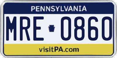 PA license plate MRE0860