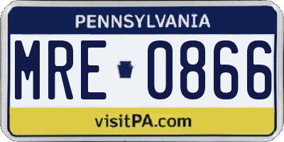 PA license plate MRE0866