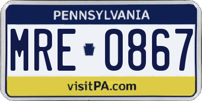 PA license plate MRE0867